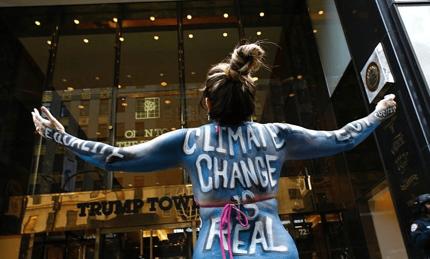 A climate change protest outside Trump Tower in New York in 2016 (Photo: Getty Images) 
