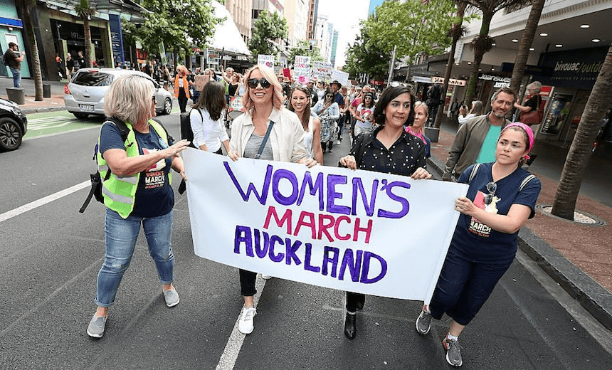 Ali Mau at the Women’s March Auckland  (Photo by Fiona Goodall/Getty Images) 
