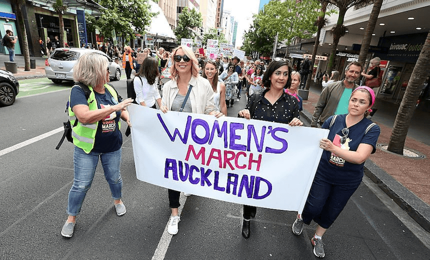 Ali Mau at the Women’s March Auckland (Photo by Fiona Goodall/Getty Images)