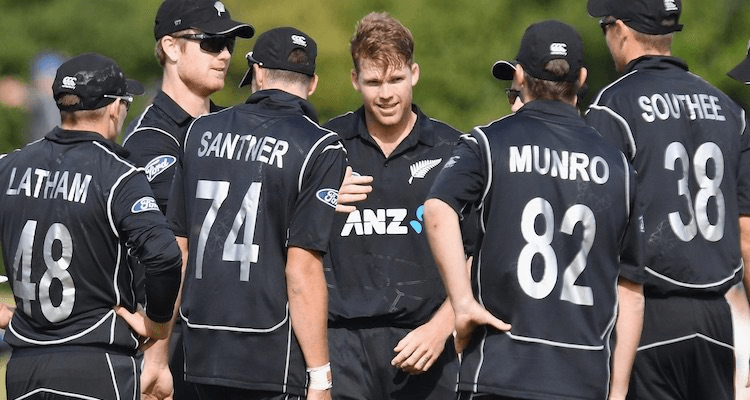 Lockie Ferguson surrounded by teammates wearing conspicuously high numbers. (Photo: Getty Images)