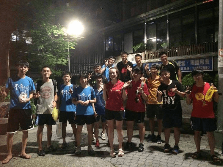McCarthy with her table tennis teammates in Taipei, 2016. Photo: supplied.