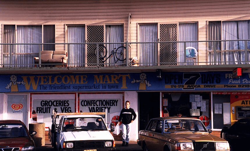 (AUSTRALIA & NEW ZEALAND OUT) Man walking out of a suburban corner store (Photo by Fairfax Media via Getty Images) 
