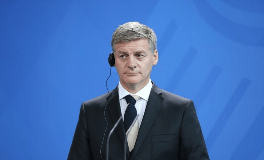 BUNDERSKANZLERAMT, WILLY-BRANDT-STTRAßE 1, BERLIN, BERLIN-MITTE, GERMANY – 2017/01/16: The photo shows New Zealand Prime Minister Bill English in the press conference at the Federal Chancellery. (Photo by Simone Kuhlmey/Pacific Press/LightRocket via Getty Images) 
