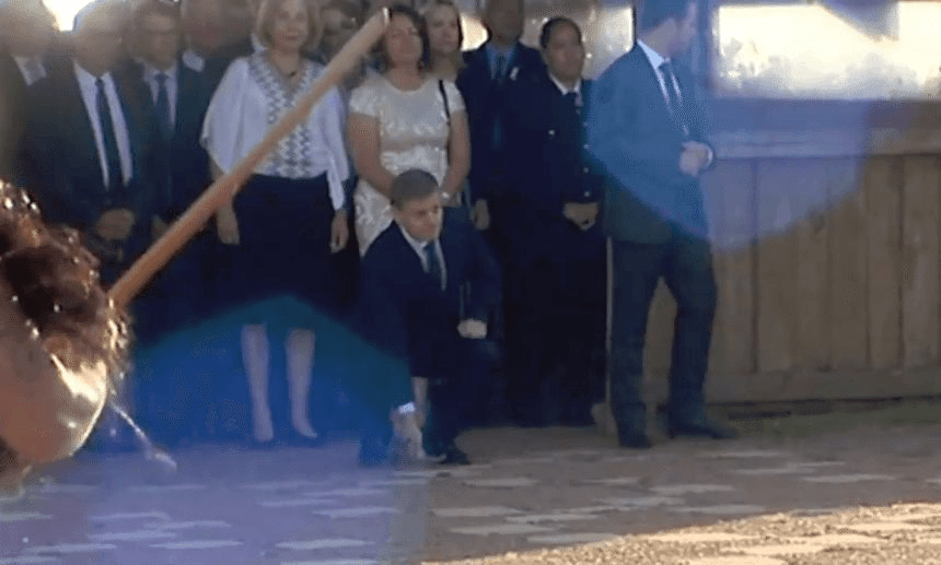 Bill English at the powhiri at Ngāti Whātua-o-Ōrākei marae on Waitangi Day, February 6, 2017.   
