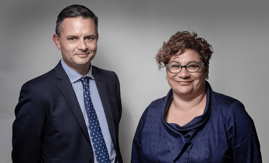 Happier times: James Shaw and his former co-leader Metiria Turei, photographed for The Spinoff by Adrian Malloch 

