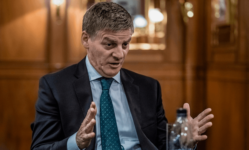 Bill English talking about Suits* Portrait by Adrian Malloch, March 2017 
