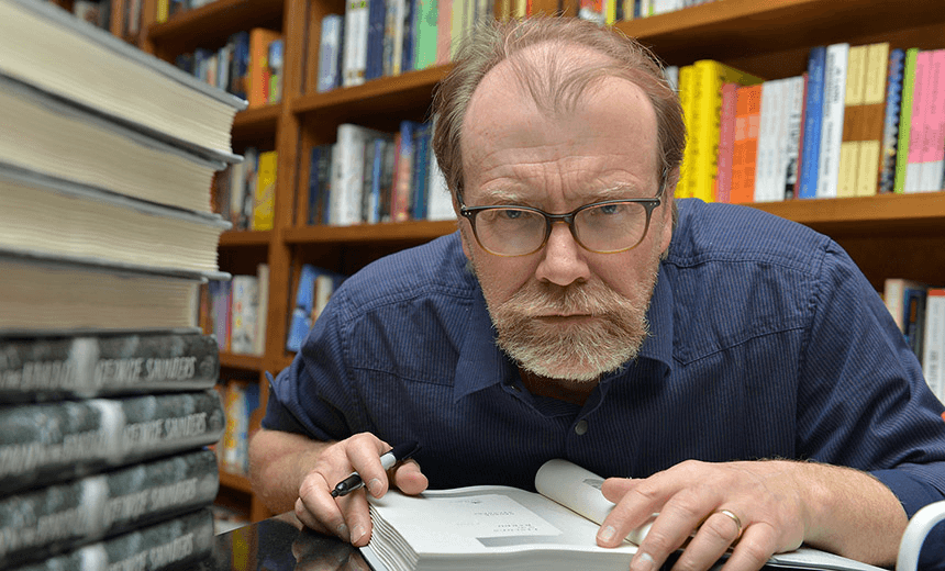 CORAL GABLES, FL – FEBRUARY 19:  Author George Saunders poses for portrait after discussing and signing copies of his new book “Lincoln in the Bardo” at Books and Books on February 19, 2017 in Coral Gables, Florida.  (Photo by Johnny Louis/FilmMagic) 
