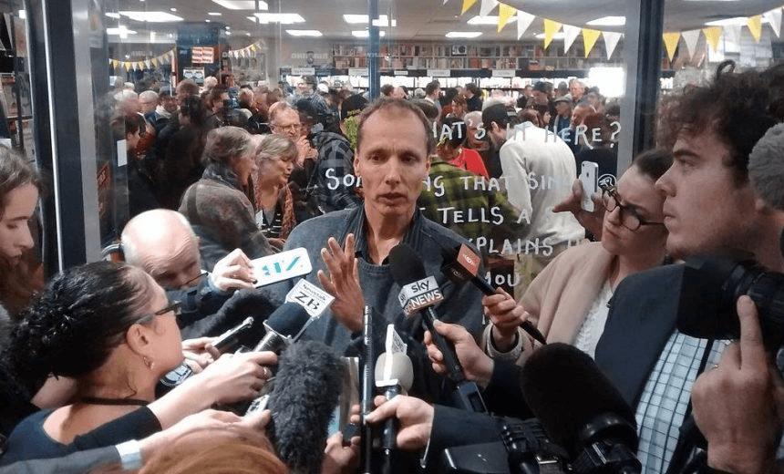 Nicky Hager at the launch of Dirty Politics in 2014. Photo: Ballofstring/Wikimedia 

