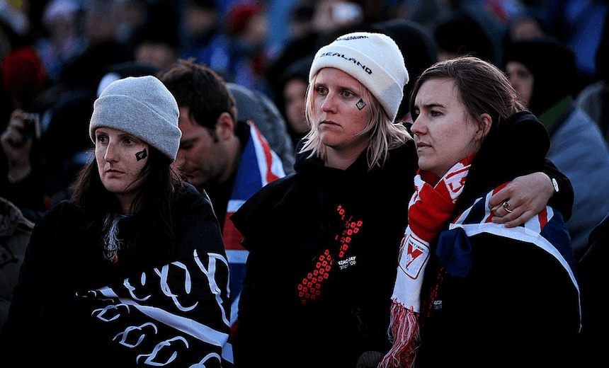 New Zealanders attend the dawn ceremony to mark the 94th anniversary of the World War I campaign of Gallipoli at Anzac Cove on April 25, 2009 in Gallipoli, Turkey.(Photo by Burak Kara/Getty Images) 
