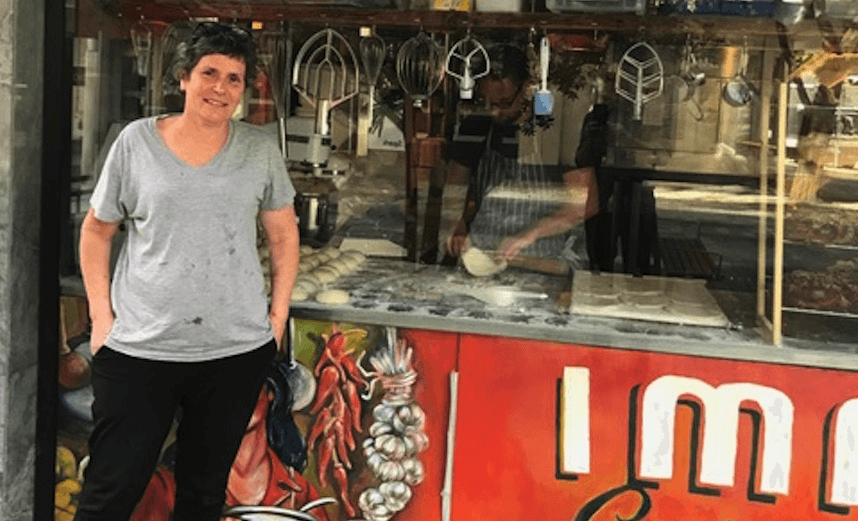 Yael Shochat outside her Fort St restaurant, Ima Cuisine (Photo: Simon Wilson) 
