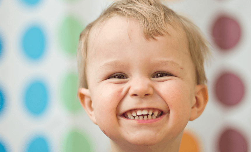 Portrait of laughing boy. 
