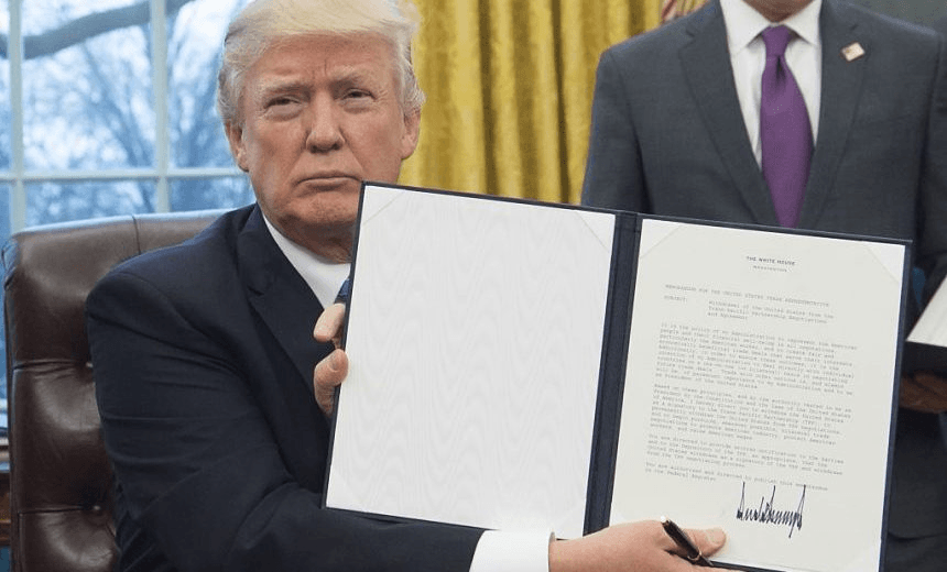 TRUMP OUT. THE ORDER THAT TOOK THE US OUT OF TPP. 
