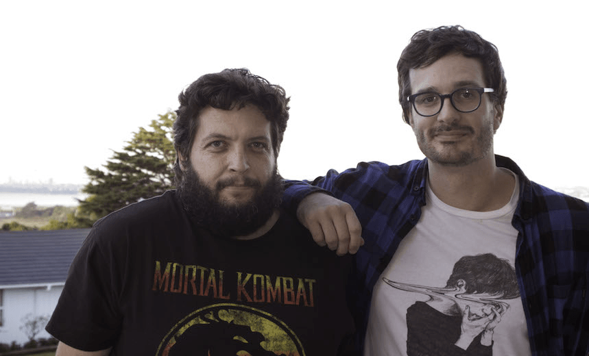 Dylan Reeve and David Farrier photographed at Reeve’s Auckland home, June 17, 2017. 
