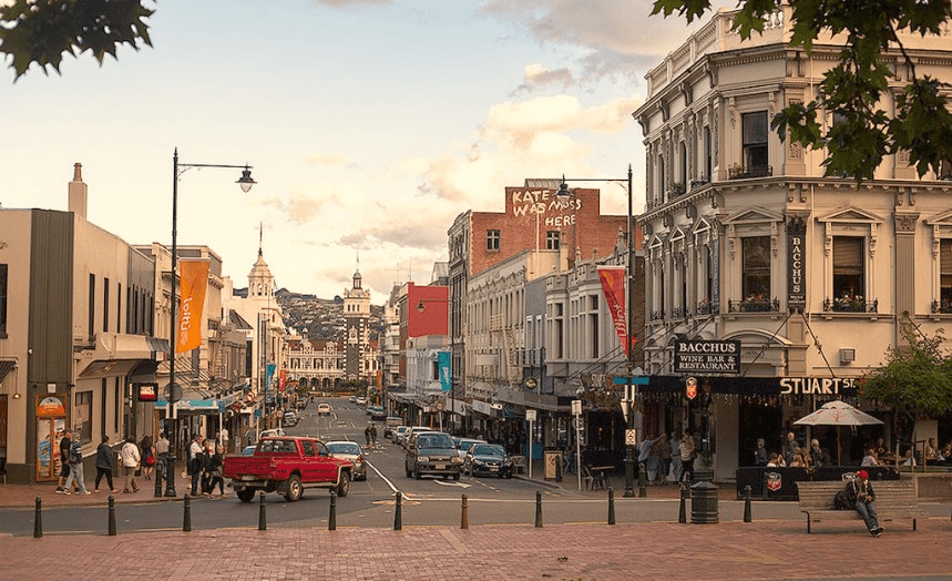 The Octagon, central Dunedin, looking east towards the railway station. Photo:  
