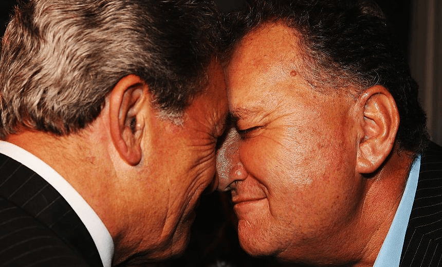 New Zealand First party leader Winston Peters arrives at The Duke Of Marlborough Hotel on March 28, 2015 in Russell, New Zealand. Peters has won the Northland by-election to replace the seat vacated by National Party MP Mike Sabin on January 30 this year. (Photo by Hannah Peters/Getty Images) 
