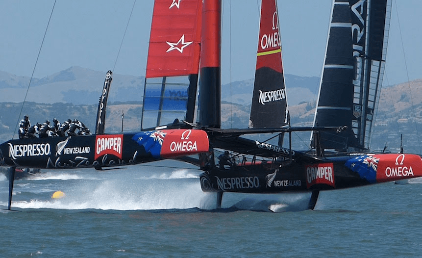 Oracle Team USA and Emirates Team New Zealand compete in the America’s Cup in San Francisco in 2013 (Photo: Mathew Sumner/AFP/Getty Images)