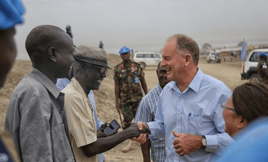 David Shearer with Internally Displaced People at Leer, South Sudan