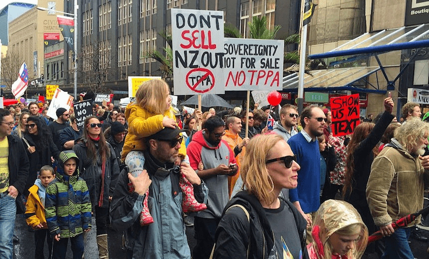 The TPPA protests in Auckland New Zealand. August 15 2015. (Image: Getty) 
