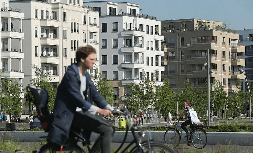 Apartment buildings at Gleisdreieck Park, Berlin (Photo by Sean Gallup/Getty Images). 
