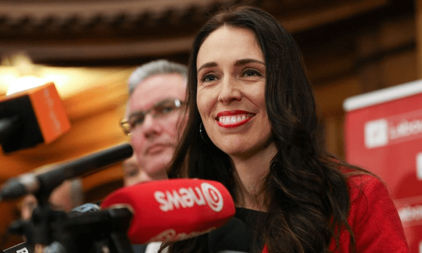 Jacinda Ardern speaks to media after becoming Labour leader on August 1, 2017. Photo by Hagen Hopkins/Getty Images 
