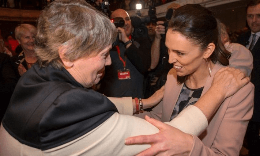 Helen Clark and Jacinda Ardern at the Labour campaign launch in August 2017. Photo by Dave Rowland/Getty Images 
