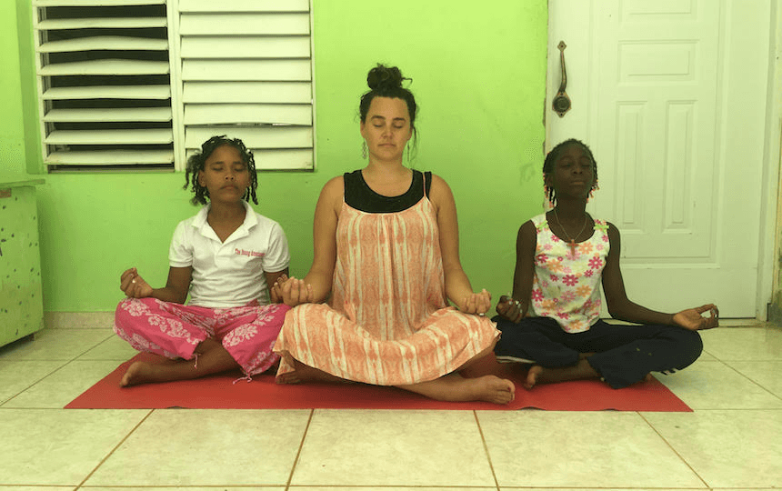 Teaching at risk children yoga and mindfulness has helped them find a sense of calm.  

