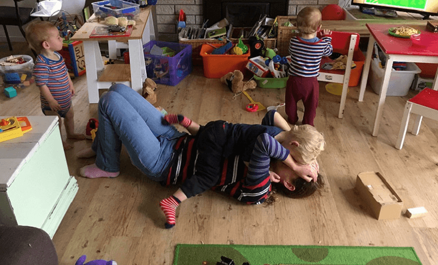 Angela Cuming and her kids 
