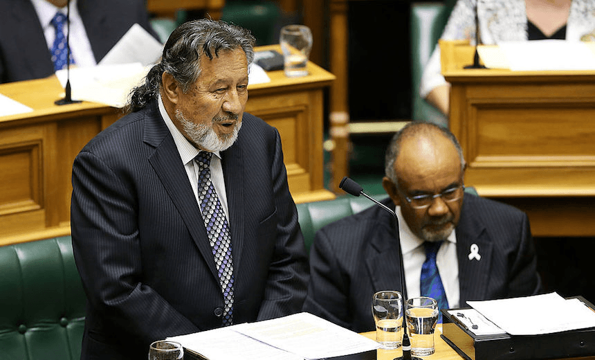 Pita Sharples and Te Ururoa Flavell in Parliament (Image: Hagen Hopkins/Getty) 
