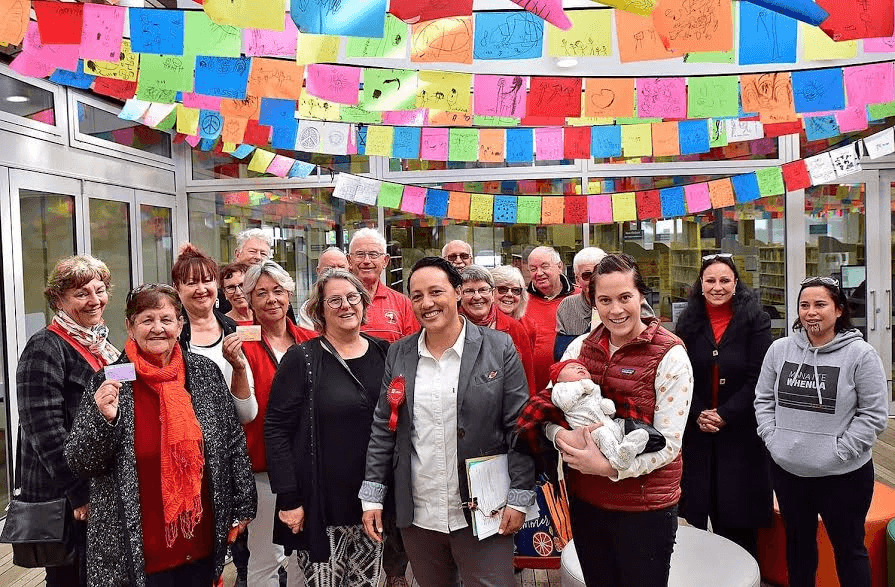 KIRI ALLAN CASTING AN EARLY VOTE WITH HER TEAM (PHOTO: THE BEACON) 
