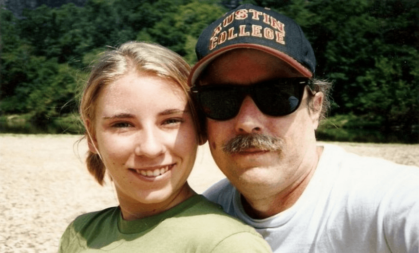 The author as a teenager with her father 
