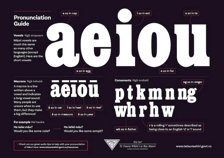 A pronunciation guide to te reo Māori (Image: Te Taura Whiri) 
