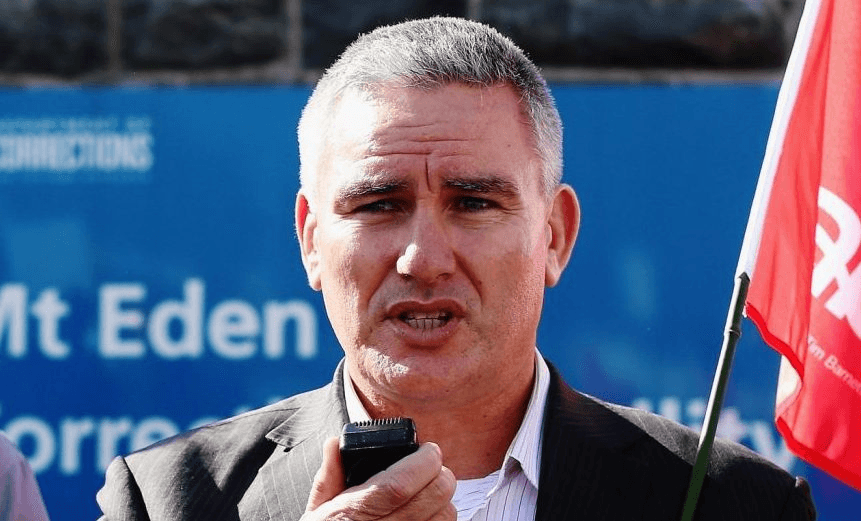 AUCKLAND, NEW ZEALAND – AUGUST 01:  Labour Corrections Spokesperson Kelvin Davis addresses a rally at Mt Eden Prison on August 1, 2015 in Auckland, New Zealand. Prison management company Serco is under pressure over reports of prisoner abuse.  (Photo by Hannah Peters/Getty Images) 
