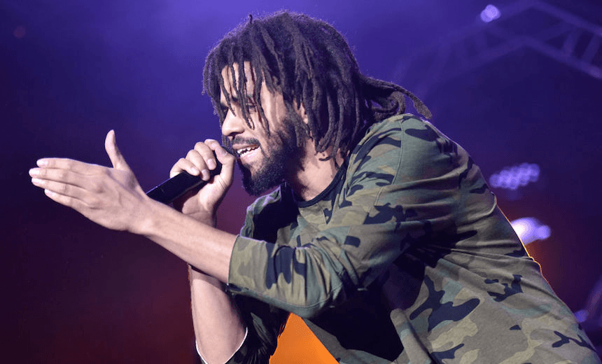 INGLEWOOD, CA – NOVEMBER 18:  Singer J Cole performs onstage during the Real 92.3 Real Show at The Forum on November 18, 2017 in Inglewood, California.  (Photo by Scott Dudelson/Getty Images) 
