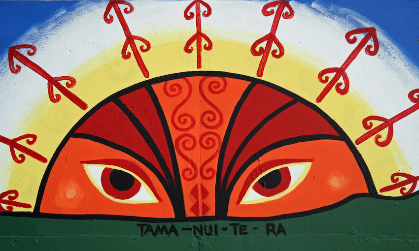 Image: Tama-nui-te-rā mural in Timaru by unknoWN. 
