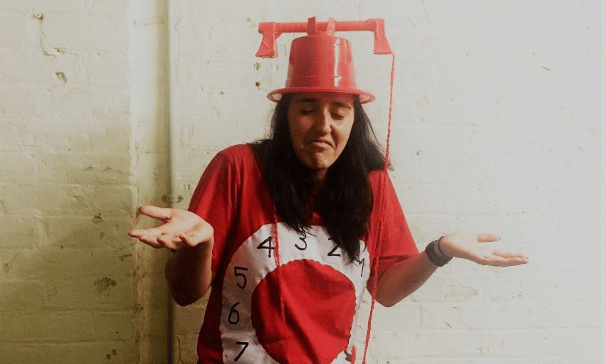 Madeleine Chapman dressed as a landline. Photo: The Spinoff