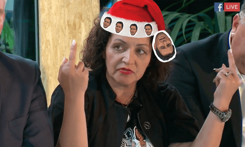 Marama Fox at the Spinoff debate (She wasn’t wearing the hat then obviously) 
