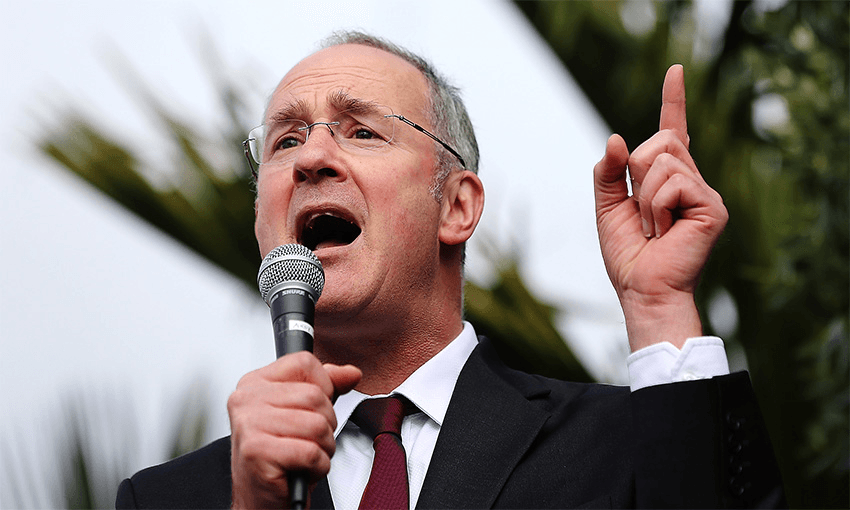 Phil Twyford in campaigning mode. Photo by Hannah Peters/Getty Images 
