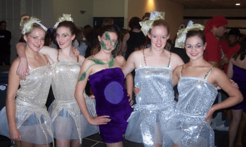 Kristin Hall (left) and her 2006 Stage Challenge teammates, whose dance piece that year was inspired by The Lorax. 
