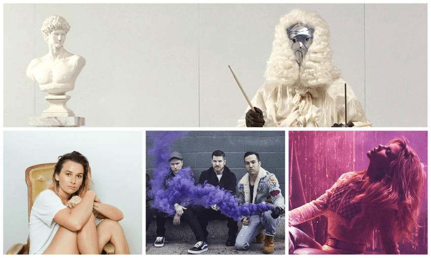 CLOCKWISE FROM TOP: KODY NIELSON, KYLIE MINOGUE, FALL OUT BOY, THE VENUS PROJECT 

