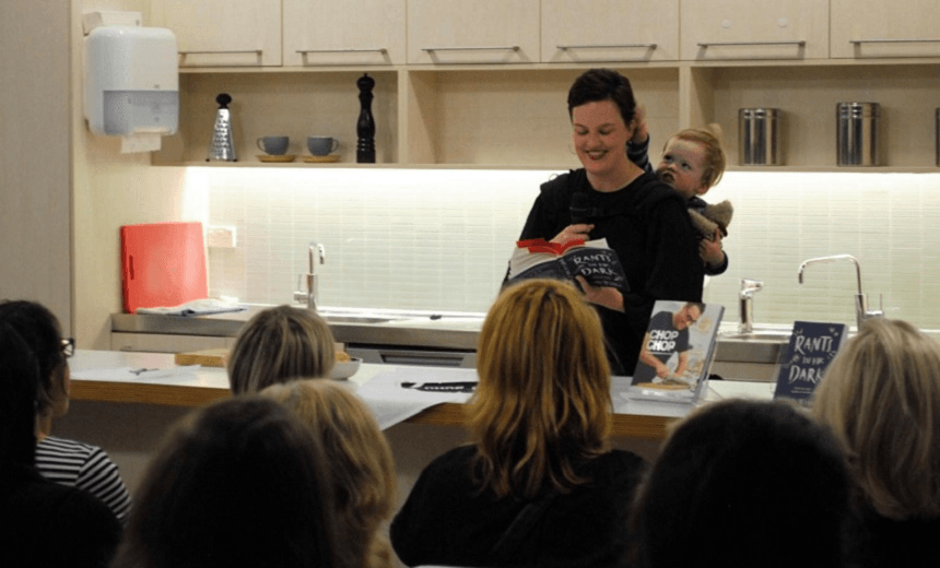 Mum of two and editor of Spinoff Parents Emily Writes working 
