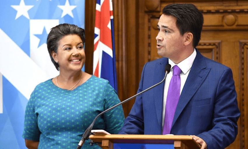 Building a Brighter Future to Forget the Extremely Recent Past: Simon Bridges and Paula Bennett. Photo by Elias Rodriguez/Getty Images