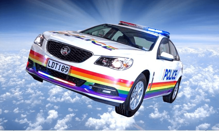 A rainbow-painted police car? Give us a break