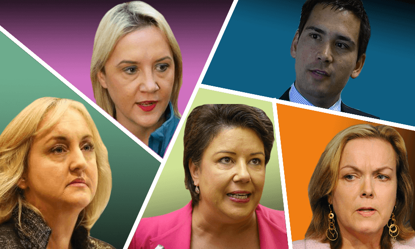 Clockwise from left: Amy Adams, Nikki Kaye, Simon Bridges, Judith Collins, Paula Bennett 
