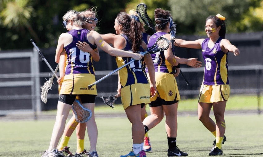 Auckland’s College Rifles sports hub hosts eight different sporting codes. Here the College Rifles Women’s Lacrosse team celebrate a top performance. Photo: Auckland Lacrosse 
