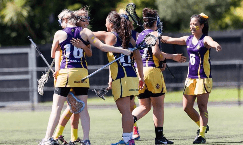 Auckland’s College Rifles sports hub hosts eight different sporting codes. Here the College Rifles Women’s Lacrosse team celebrate a top performance. Photo: Auckland Lacrosse