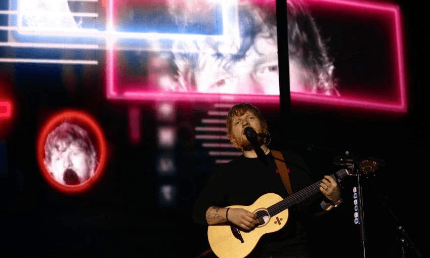 Ed Sheeran stage at Mt Smart Stadium last night. Photo by Phil Walter/Getty Images 
