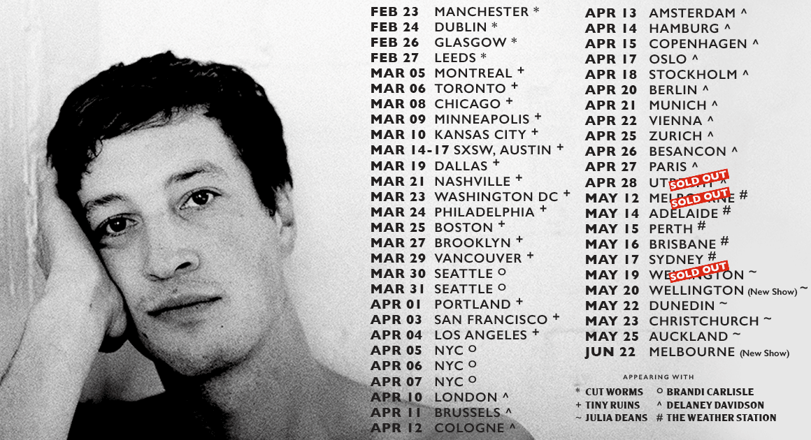 Marlon Williams tour 2018 supported by Tiny Ruins in North America and Delaney Davidson in the UK and Europe (supplied)