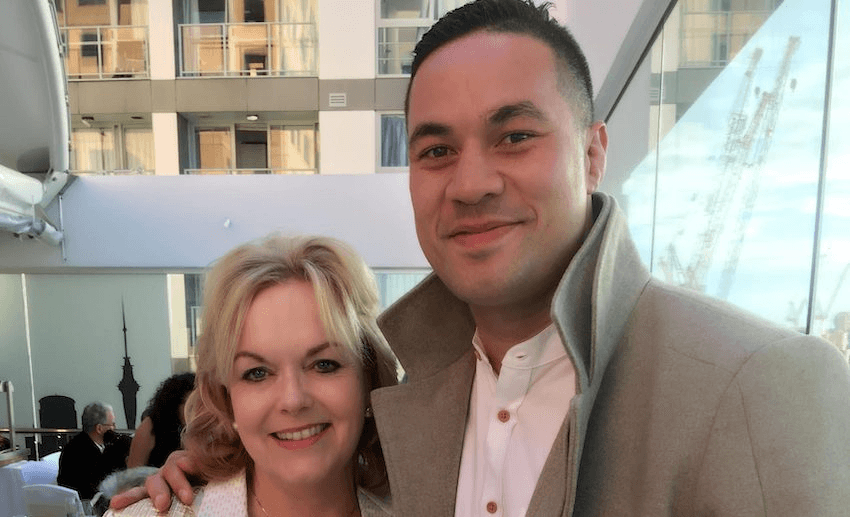 Judith Collins and Joseph Parker, in the early days of his career. (Photo: supplied) 
