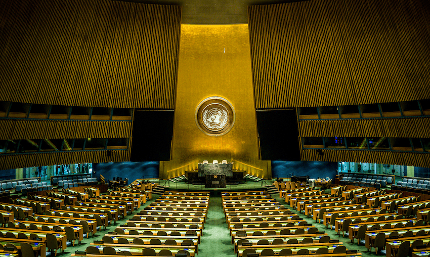 The empty chamber of the General Assembly at the United Nations (Image: 	Phil Roeder) 
