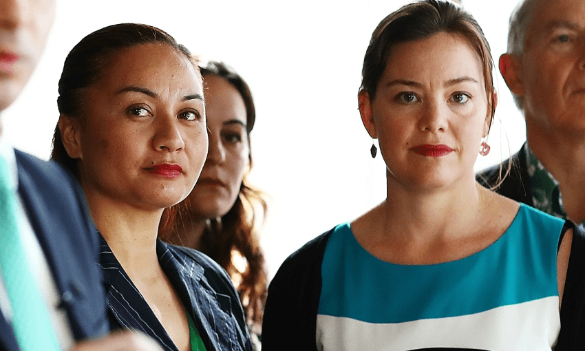 Julie-Anne Genter, right, with Marama Davidson (Photo: Getty Images)  
